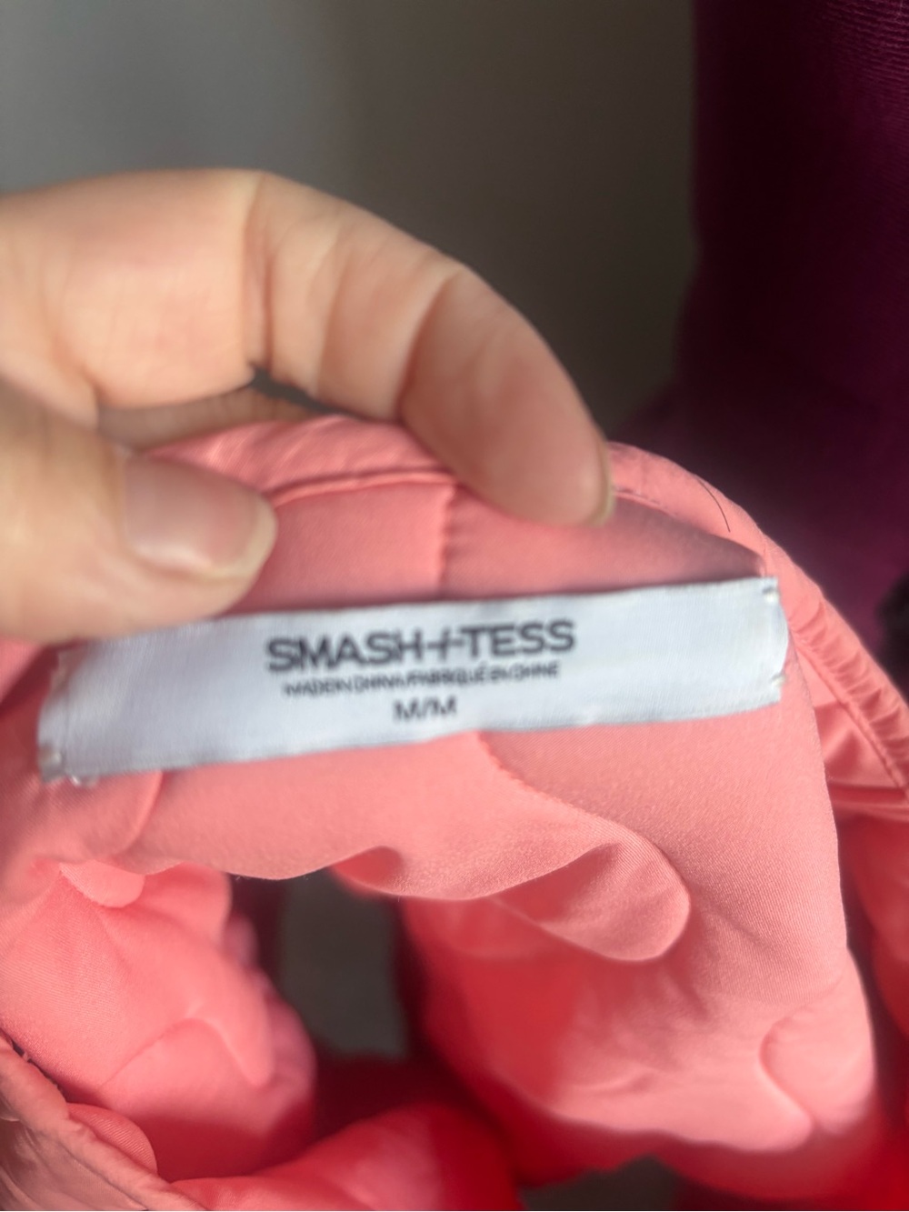 Smash + Tess Coral Pink Quilted Button-Up Puffer Coat. Can fit L - Picture 3 of 3
